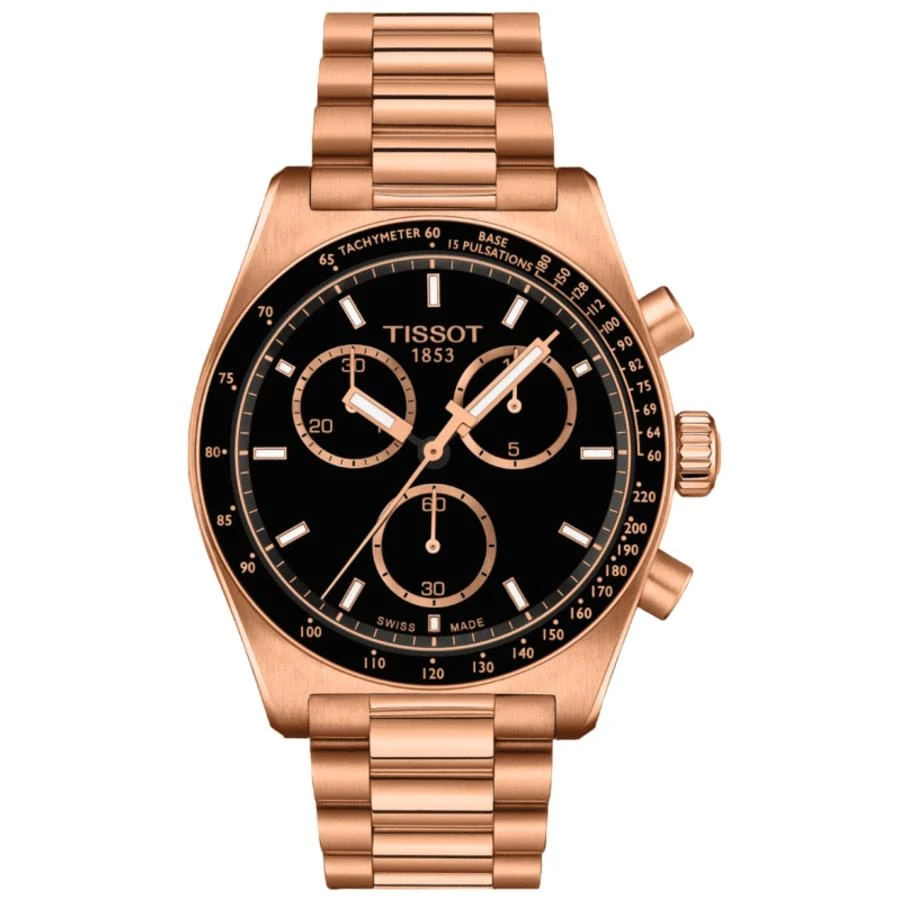 商品Tissot|PRS 516 Chronograph Black Dial Rose Gold PVD Coated Stainless Steel Men's Watch T149.417.33.051.00,价格¥3794,第1张图片