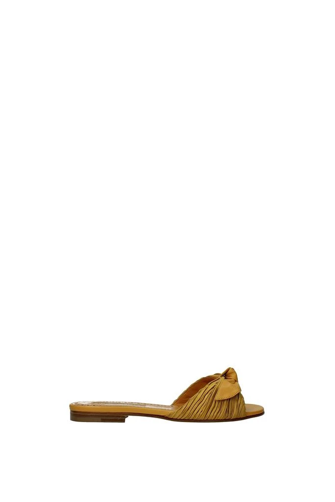 商品Manolo Blahnik|Slippers and clogs notamu Leather Gold Gold,价格¥2421,第1张图片