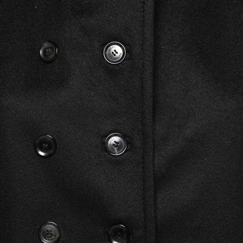 Gucci Black Wool Detachable Collar Double-Breasted Coat S商品第3张图片规格展示