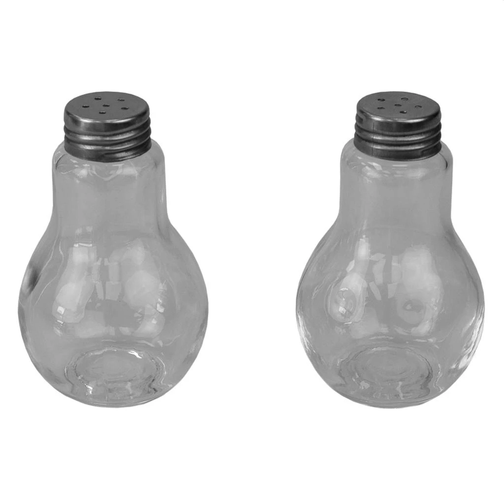 商品Home Basics|Home Basics 3.8 oz. Bulb Shape Glass Tabletop Salt and Pepper Shaker with Perforated Stainless Steel Tops, Clear,价格¥103,第4张图片详细描述