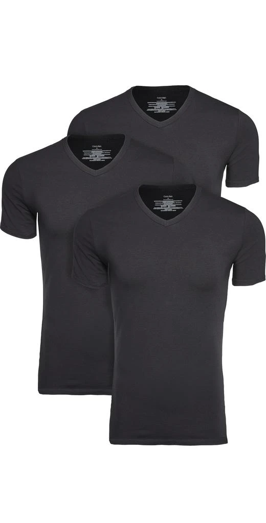 商品Calvin Klein|Calvin Klein Underwear 3 Pack Cotton Stretch V Neck Tee,价格¥167,第1张图片