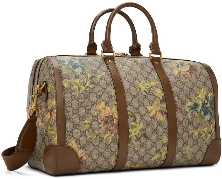 商品Gucci|棕色 GG Carnation Print 行李包,价格¥25976,第5张图片详细描述