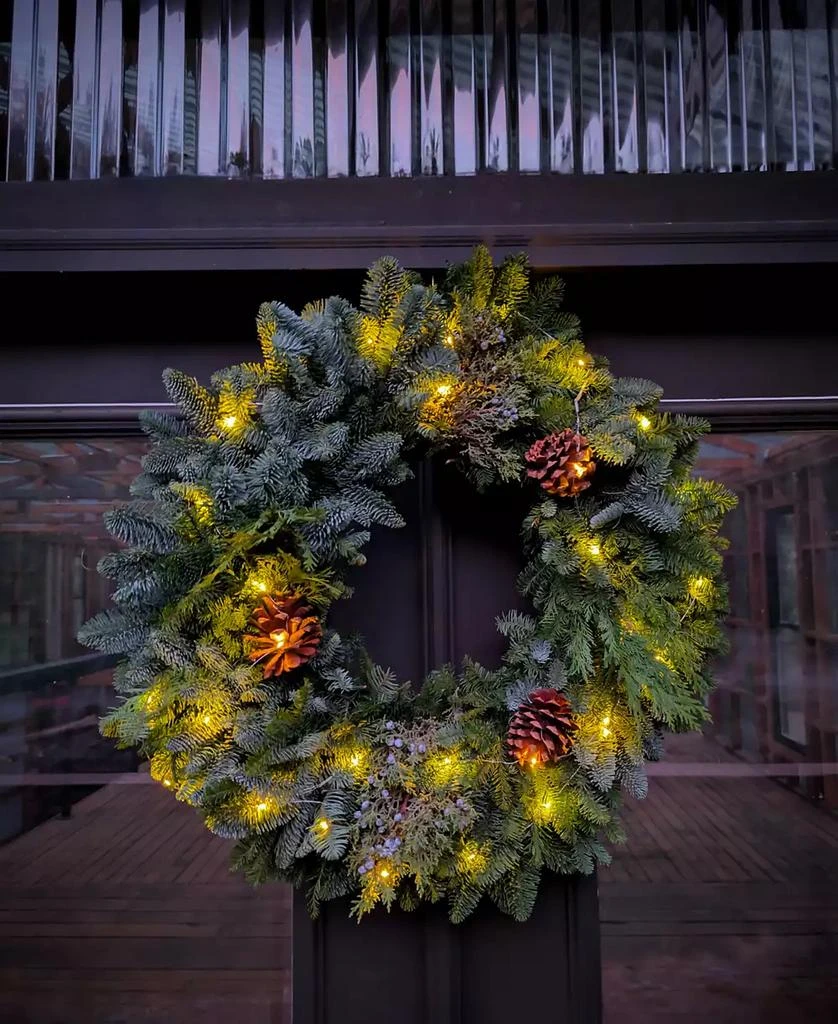 商品International Christmas Innovation|Traditional Noble Fir Fresh Wreath with Warm Lights, 28",价格¥464,第3张图片详细描述