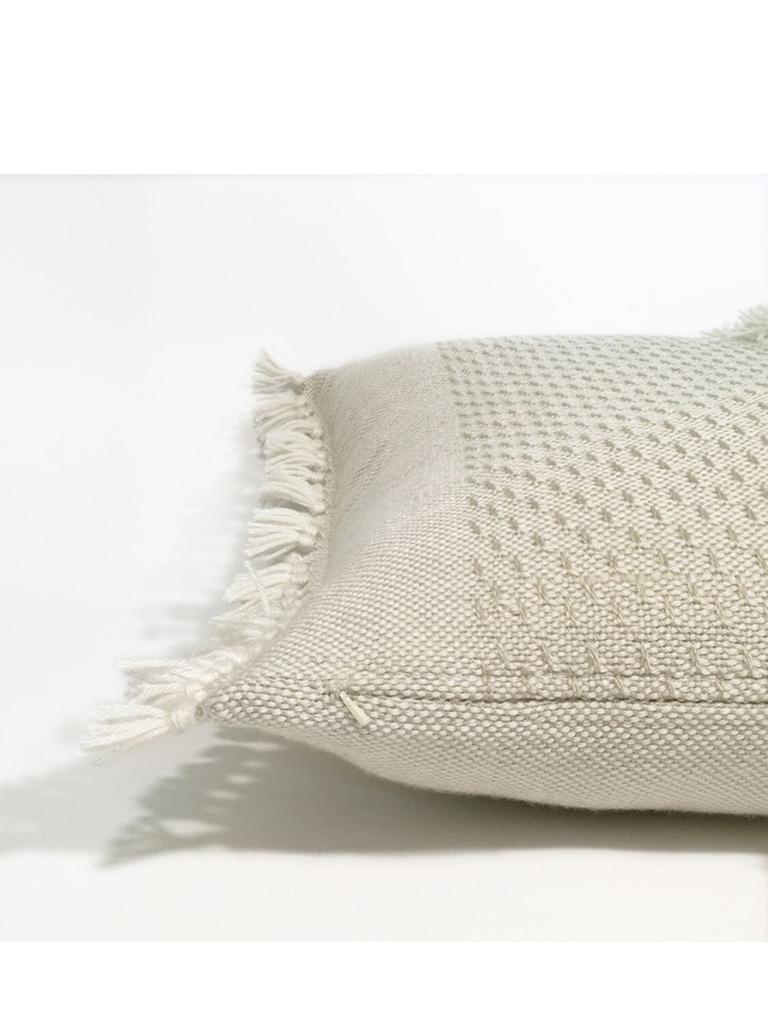 商品MALAGOON|Offwhite Fringed Acrylic & Wool Cushion,价格¥414,第4张图片详细描述