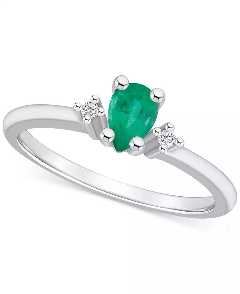 商品Macy's|Emerald (3/8 ct. t.w.) & Diamond Accent Pear Ring in 14k Gold (Also in Sapphire, & Pink Sapphire),价格¥6147,第1张图片