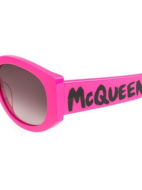 商品Alexander McQueen|Graffiti 54MM Rectangular Acetate Sunglasses,价格¥2239,第5张图片详细描述