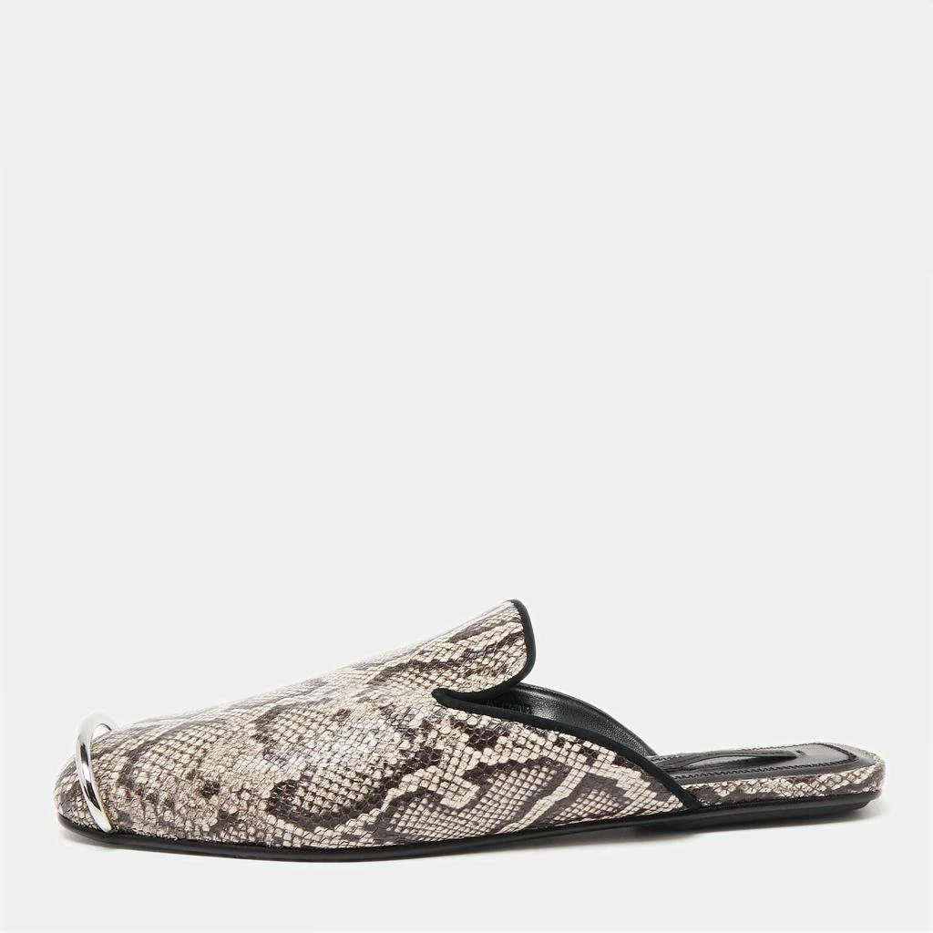 商品[二手商品] Alexander Wang|Alexander Wang Black/Beige Snakeskin Embossed Leather Jaelle Flat Mules Size 36.5,价格¥1675,第1张图片