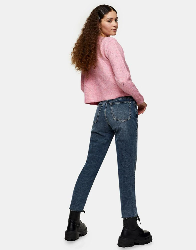 商品Topshop|Topshop straight jeans with raw hem in smoke blue ,价格¥232,第2张图片详细描述