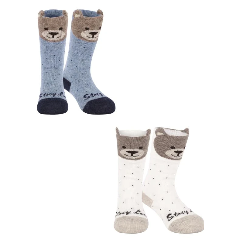 商品Story Loris|Teddy print polka dot socks set in blue and white,价格¥334,第1张图片