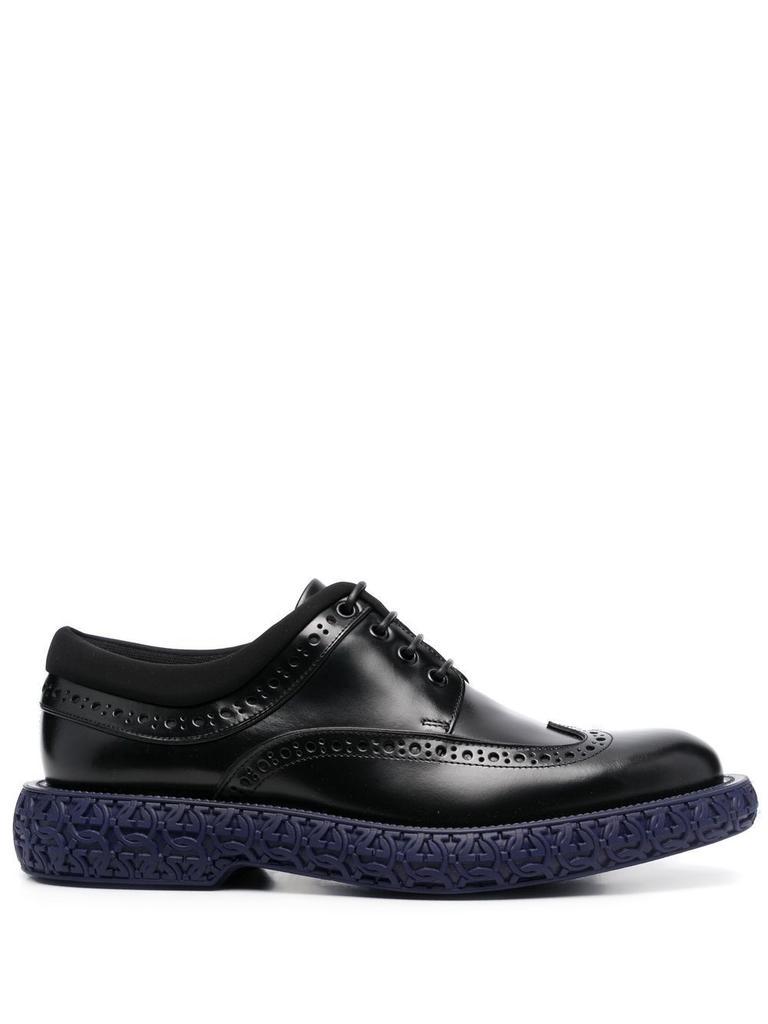 商品Salvatore Ferragamo|Salvatore Ferragamo Men's  Black Leather Lace Up Shoes,价格¥6048,第1张图片