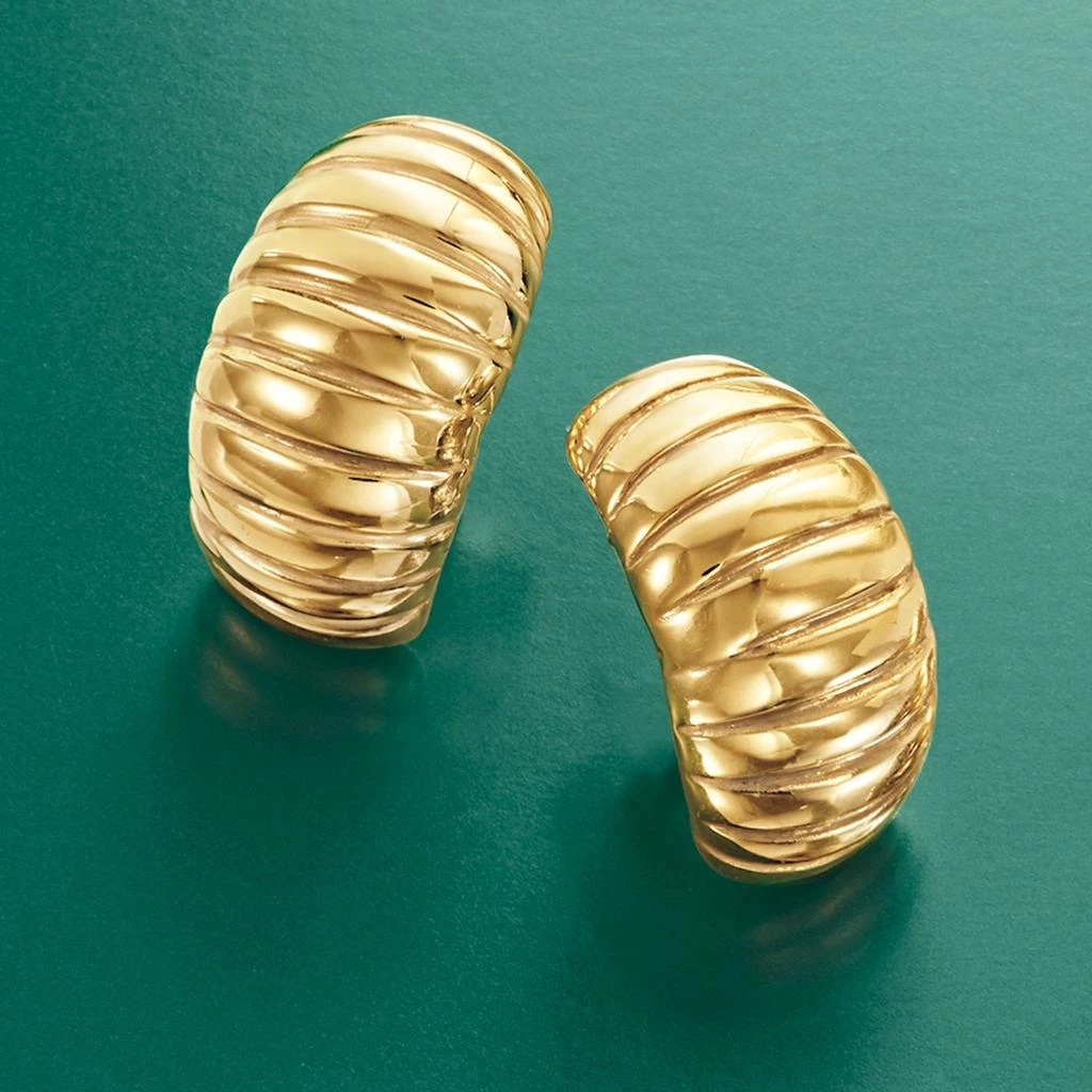 商品Ross-Simons|Italian 18kt Yellow Gold Ribbed Earrings,价格¥6283,第4张图片详细描述