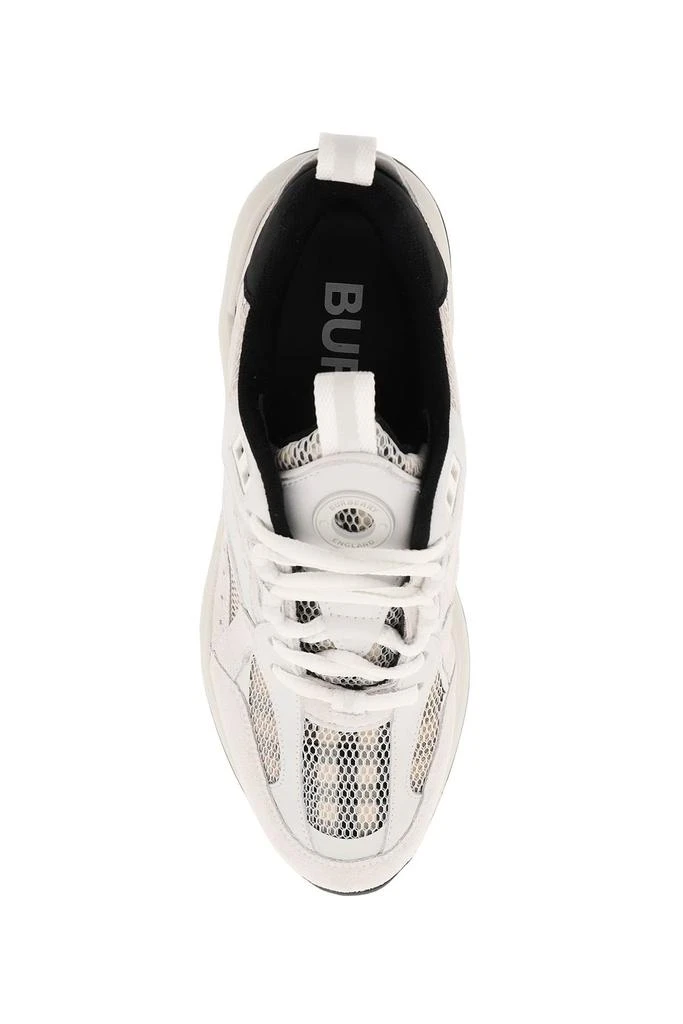 商品Burberry|Burberry smooth leather and suede sneakers with tartan mesh inserts,价格¥3070,第2张图片详细描述