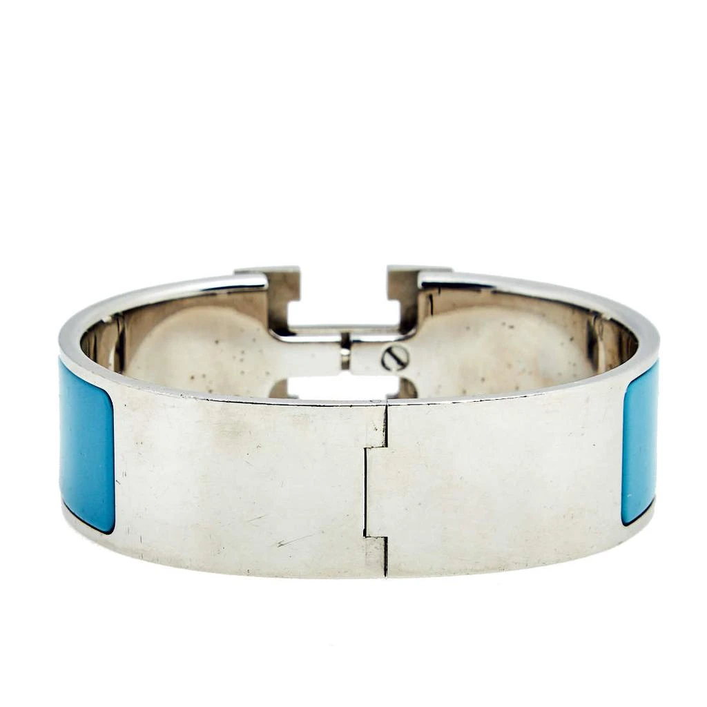 Hermès Clic Clac H Blue Enamel Palladium Plated Wide Bracelet 商品