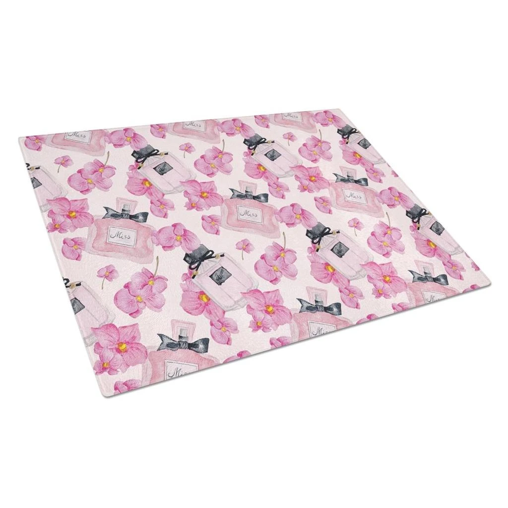 商品Carolines Treasures|BB7510LCB Watercolor Pink Flowers & Perfume Glass Cutting Board, Large,价格¥287,第1张图片