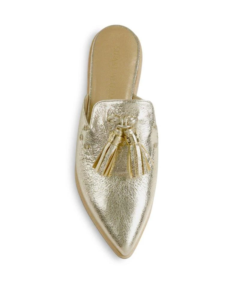 商品Stuart Weitzman|Slidealong Tasseled Metallic Leather Mules,价格¥1274,第4张图片详细描述