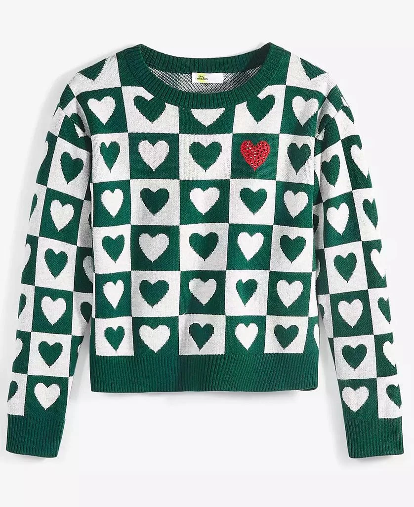 商品Epic Threads|Little & Big Girls Checkerboard Heart Sweater, Created for Macy's,价格¥144,第4张图片详细描述