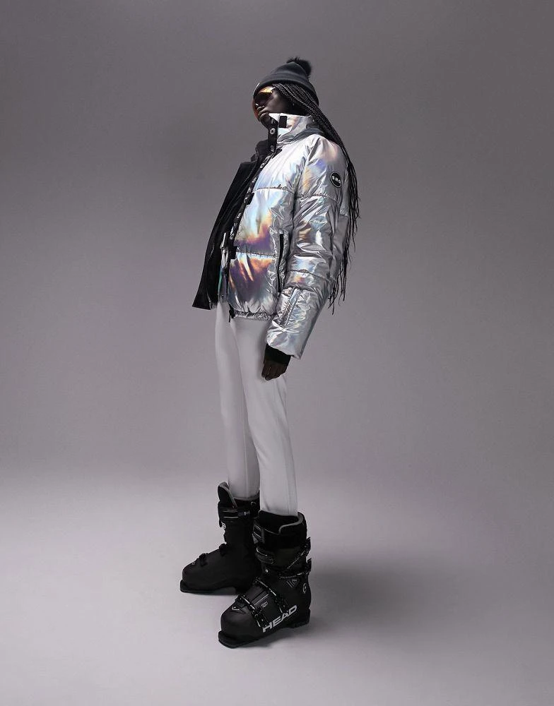 商品Topshop|Topshop Sno funnel neck puffer ski jacket in metallic silver,价格¥700,第5张图片详细描述