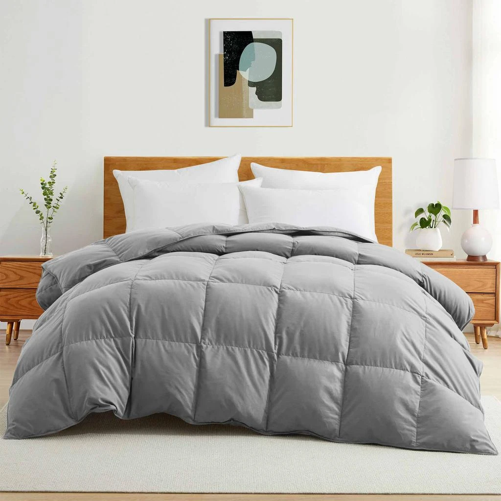 商品Puredown|Ultra Soft Fabric All Season Premium Feather Fiber and Microfiber Comforter with 360TC, Dark Grey,价格¥579,第2张图片详细描述