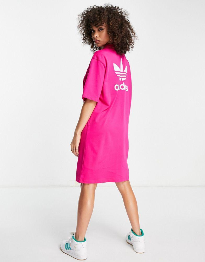 商品Adidas|adidas Originals adicolour t-shirt dress with back print in pink,价格¥153,第4张图片详细描述