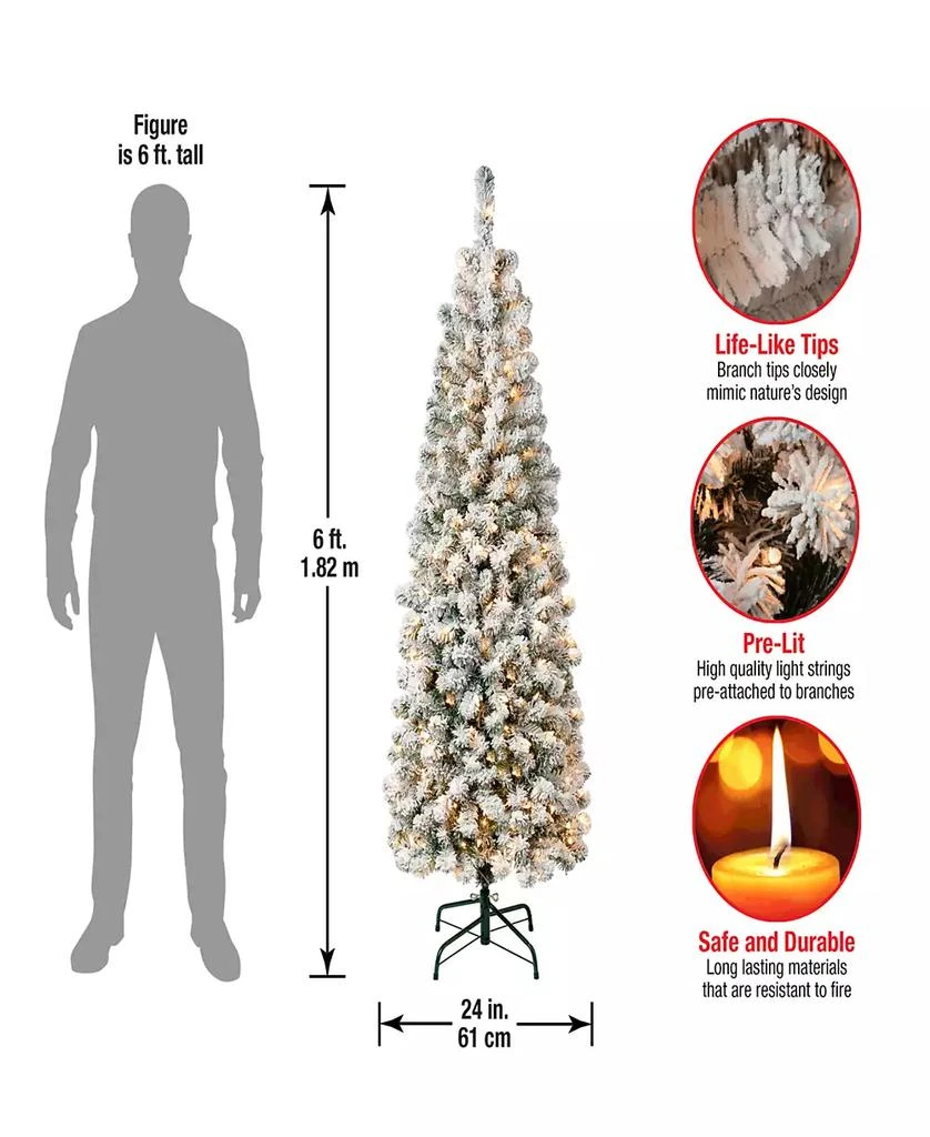 商品National Tree Company|First Traditions 6' Acacia Pencil Slim Flocked Tree with Clear Lights,价格¥4605,第4张图片详细描述