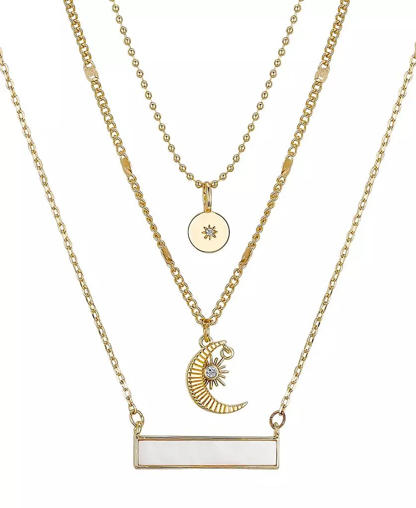 商品Unwritten|14K Gold Flash-Plated 3-Piece Celestial Layered Pendant Set,价格¥191,第3张图片详细描述