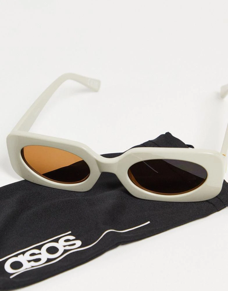 商品ASOS|ASOS DESIGN mid square sunglasses with tonal lens in beige,价格¥69,第3张图片详细描述