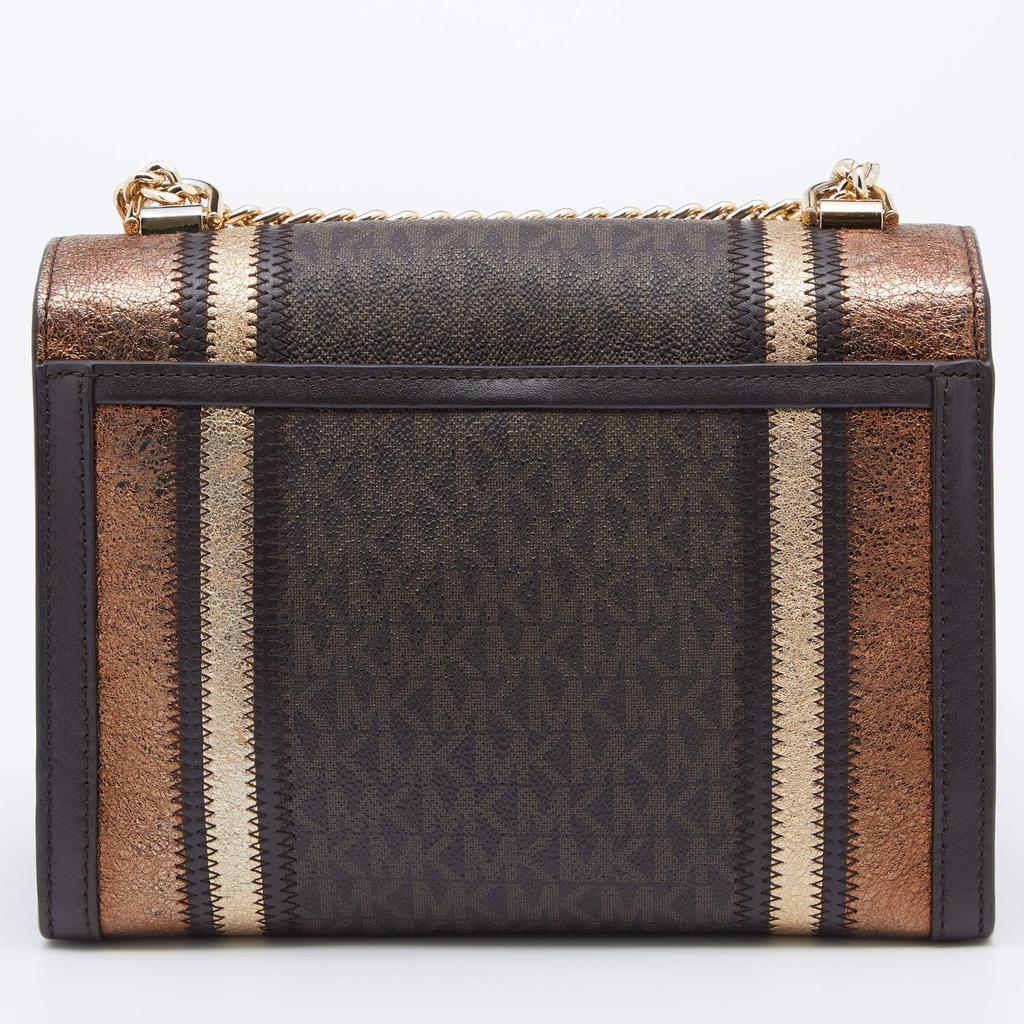 商品[二手商品] Michael Kors|Michael Kors Brown/Gold Signature Coated Canvas and Leather Large Whitney Shoulder Bag,价格¥2363,第6张图片详细描述