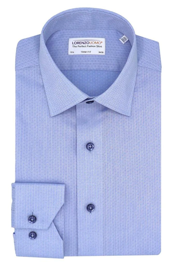 商品Lorenzo Uomo|Trim Fit Wavy Textured Cotton Dress Shirt,价格¥376,第1张图片