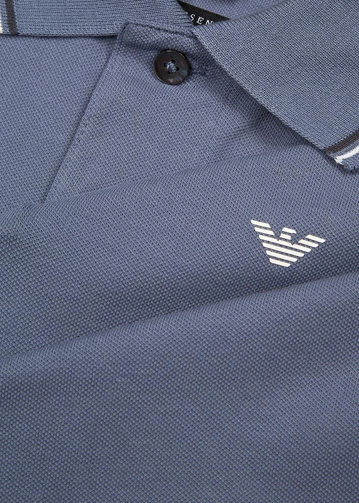 商品Emporio Armani|Blue stretch-cotton polo shirt,价格¥933,第5张图片详细描述