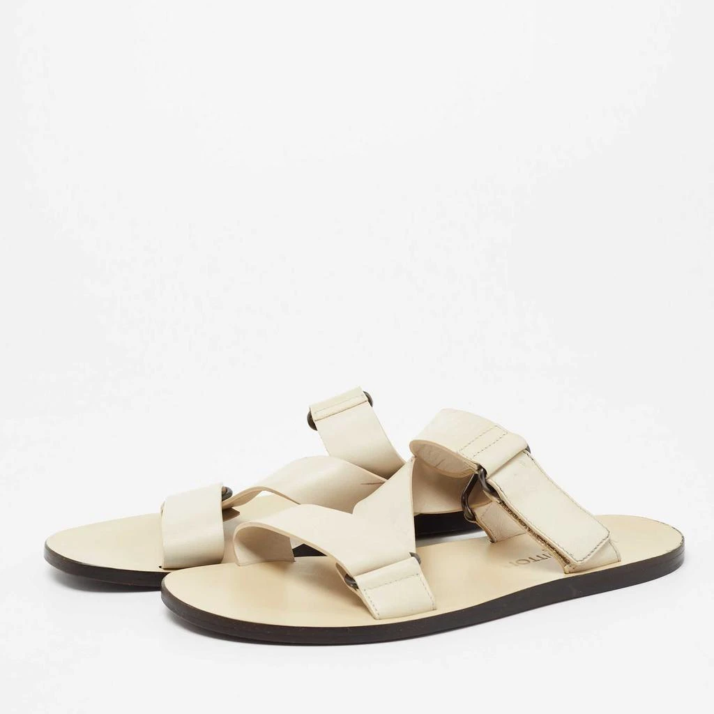 商品[二手商品] Louis Vuitton|Louis Vuitton White Leather Criss Cross Strap Flat Sandals Size 40,价格¥2578,第2张图片详细描述