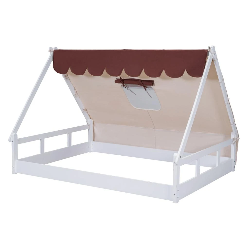 商品Simplie Fun|Wooden Full Size Tent Bed with Fabric for Kids,价格¥2248,第4张图片详细描述