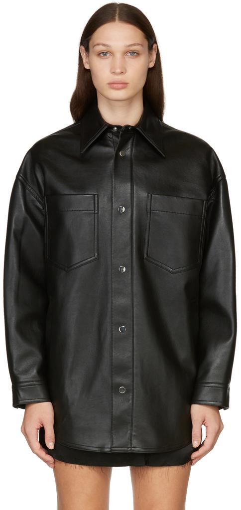 Black Martin Regenerated Leather Jacket商品第1张图片规格展示