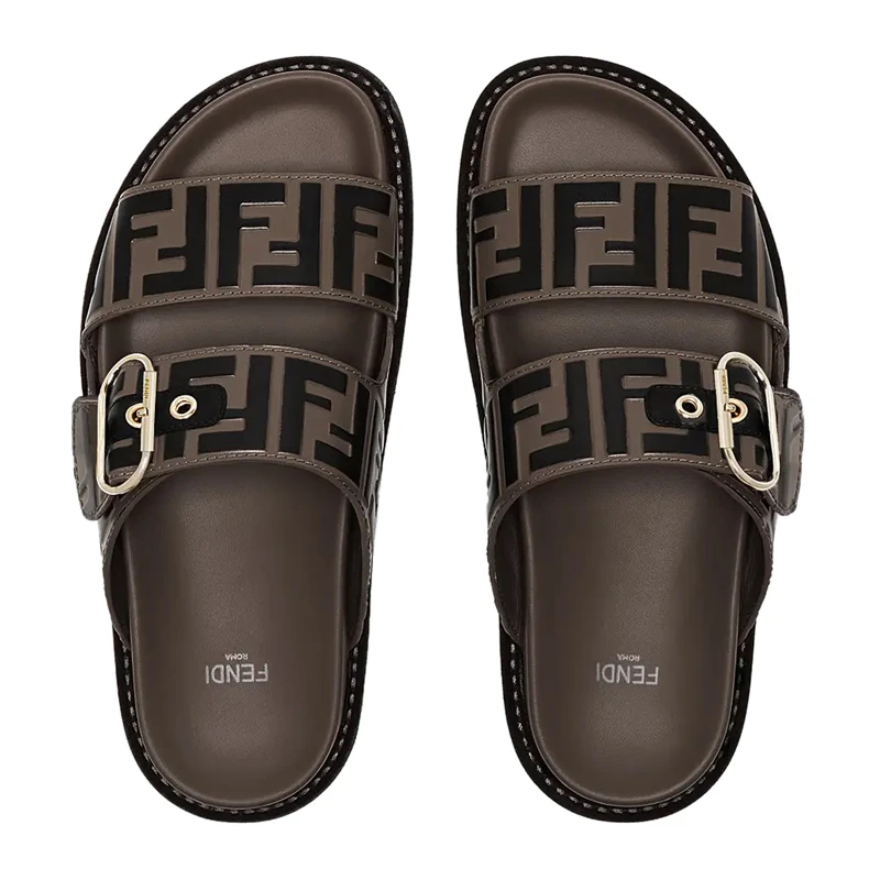 Fendi 芬迪 女士棕色皮革平底拖鞋 8X6749-A5JX-F1425 商品