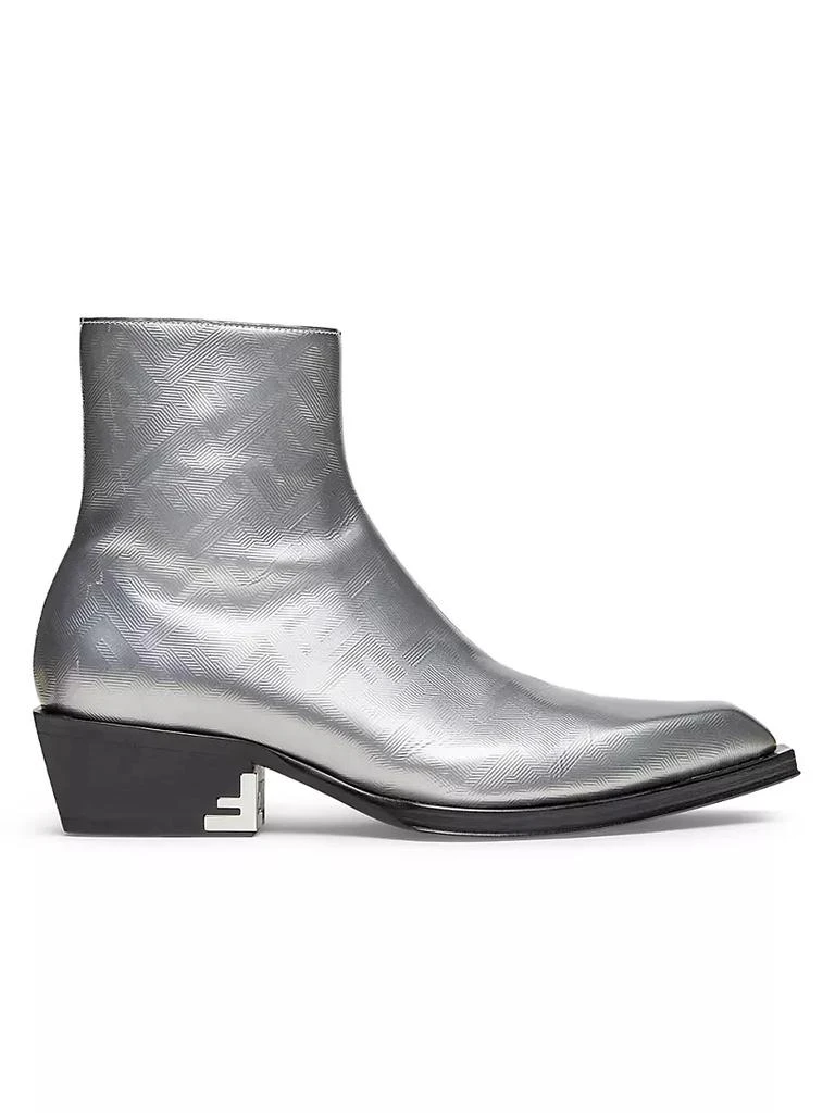 商品Fendi|Metallic Leather Stacked Heel Ankle Boots,价格¥13183,第1张图片
