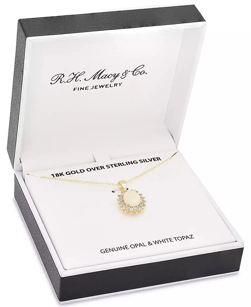 商品Macy's|18" Opal (1-1/2 ct. t.w.) and White Topaz (5/8 ct. t.w.) Pendant Necklace in 18k Gold-Plated Sterling Silver,价格¥223,第3张图片详细描述