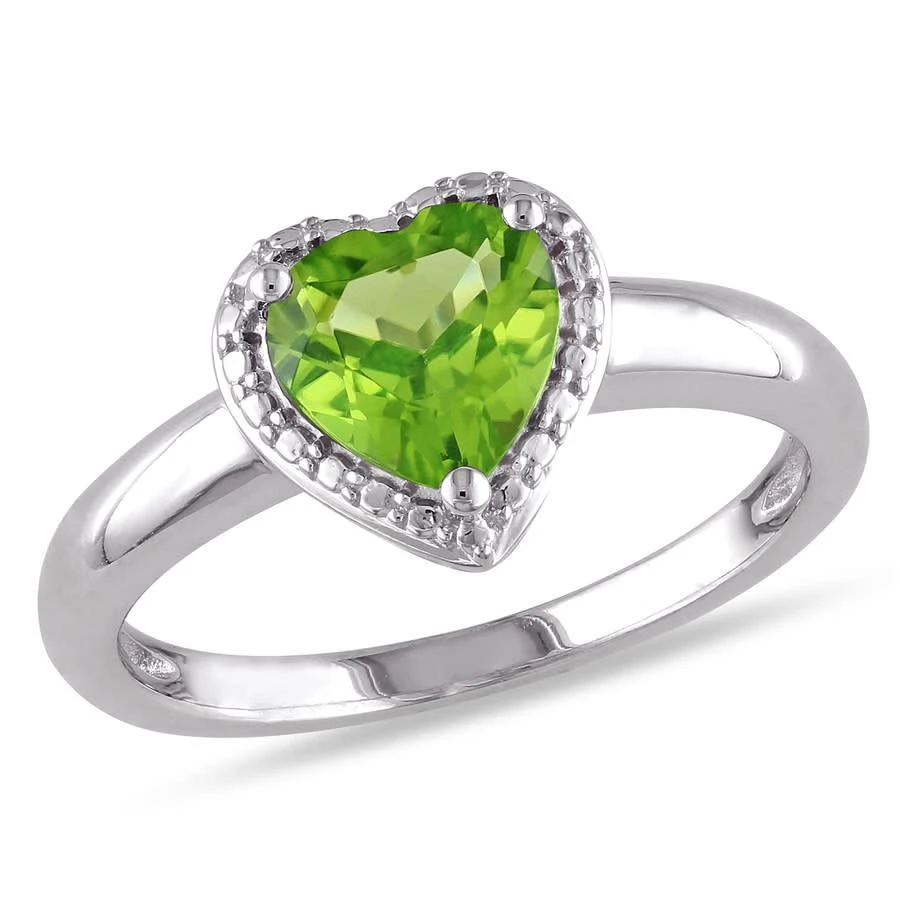 商品Amour|1 1/3 CT TGW Peridot Heart Ring in Sterling Silver,价格¥379,第1张图片