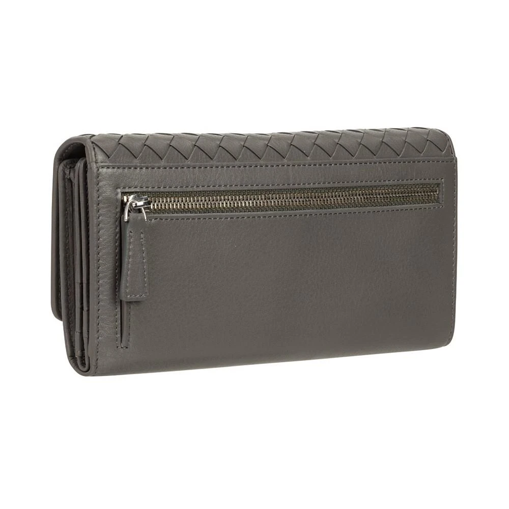 商品Mancini Leather Goods|Women's Basket Weave Collection RFID Secure Quadruple Fold Wallet,价格¥844,第3张图片详细描述