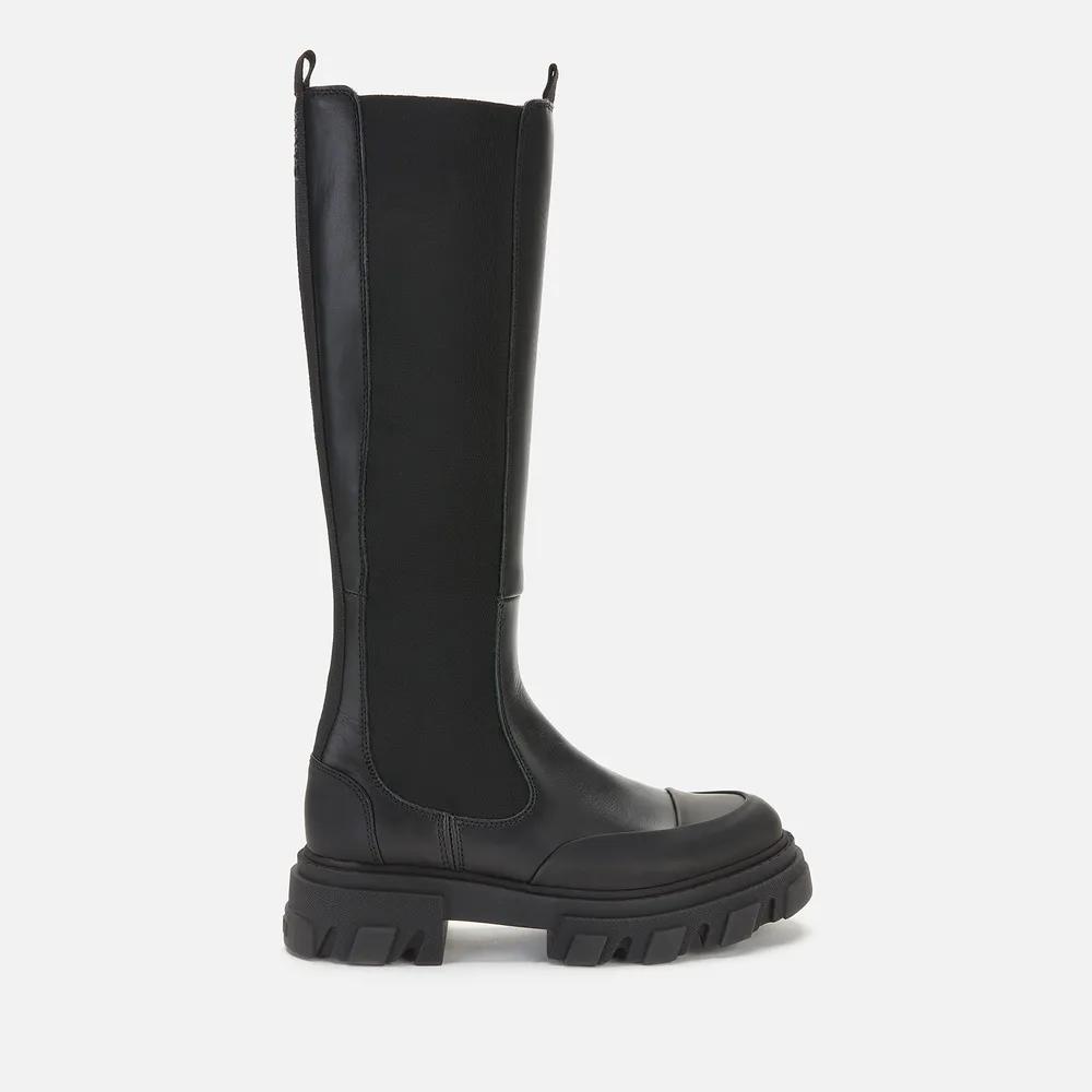 Ganni Women's Knee High Leather Chelsea Boots商品第1张图片规格展示