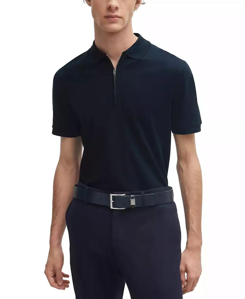 商品Hugo Boss|Men's Zip Placket Slim-Fit Polo Shirt,价格¥763,第1张图片