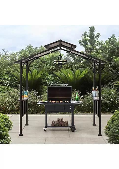 商品Sunjoy|5 Ft. X 8 Ft. Brown Steel 2 Tier Grill Gazebo Hard Top,价格¥7838,第1张图片