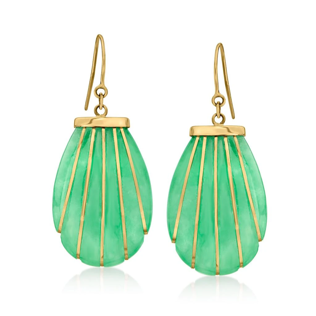 商品Ross-Simons|Ross-Simons Jade Teardrop Earrings With 14kt Yellow Gold,价格¥1581,第1张图片