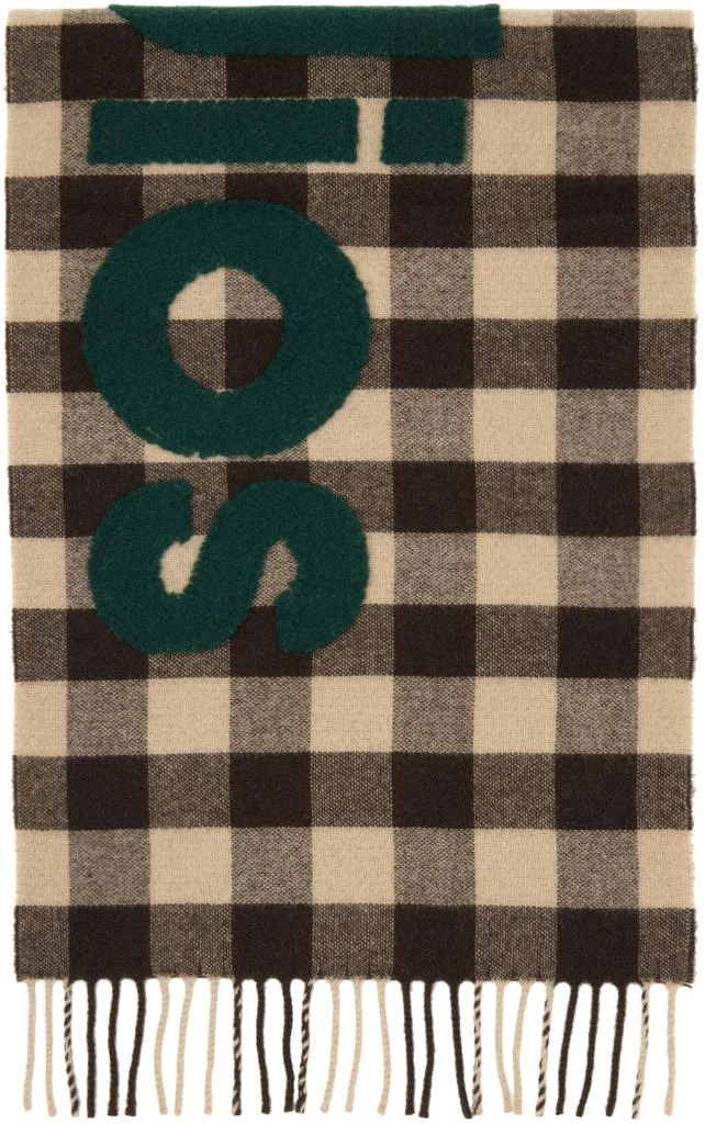 商品Acne Studios|Brown & Green Check Logo Scarf,价格¥3131,第2张图片详细描述