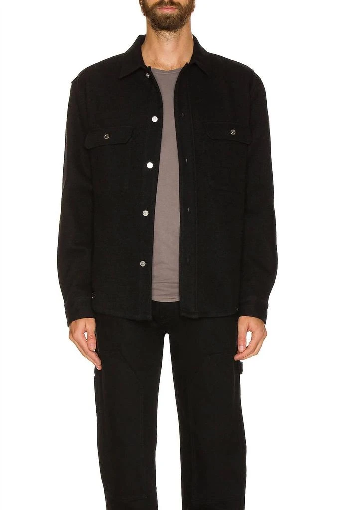 商品FRAME|Woven Shirt Jacket in Noir,价格¥1208,第1张图片