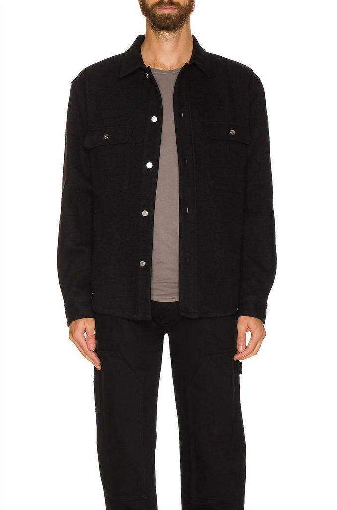 商品FRAME|Woven Shirt Jacket in Noir,价格¥1801,第1张图片