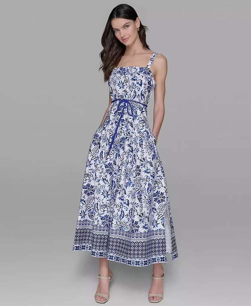 商品Karl Lagerfeld Paris|Women's Floral-Print Square-Neck Midi Dress,价格¥1246,第1张图片