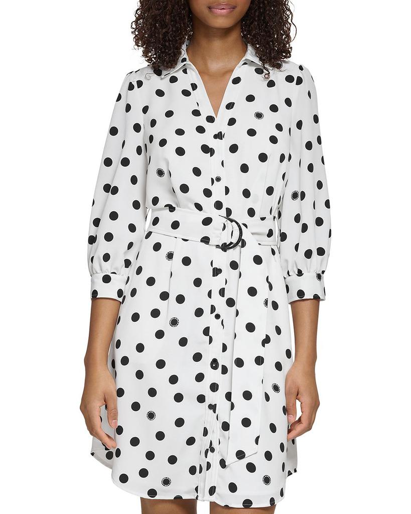 Belted Polka Dot Shirt Dress商品第1张图片规格展示