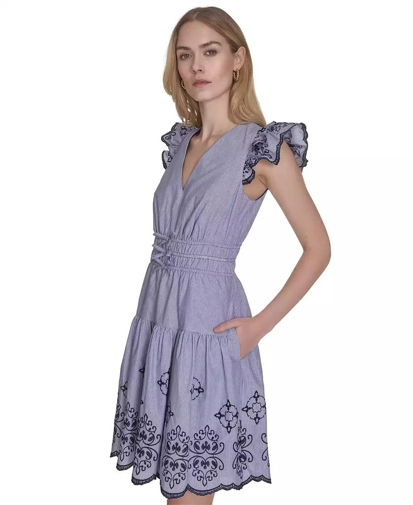 商品Vince Camuto|Women's Day Cotton Embroidered Cap-Sleeve Dress,价格¥236,第3张图片详细描述