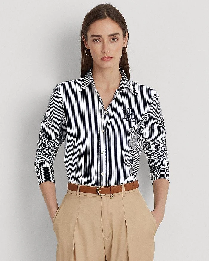 商品Ralph Lauren|Cotton Long Sleeve Embroidered Logo Shirt,价格¥561,第4张图片详细描述