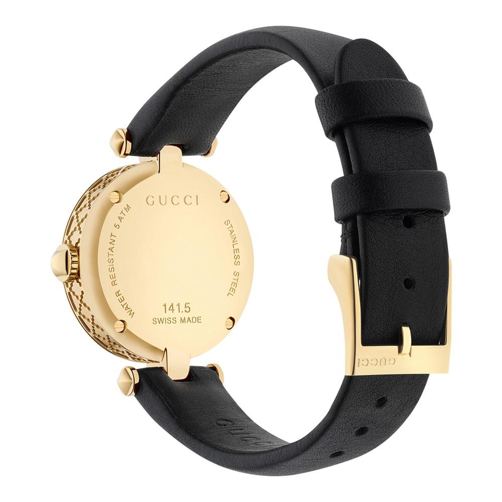 Women's Swiss Diamantissima Black Leather Strap Watch 27mm商品第3张图片规格展示