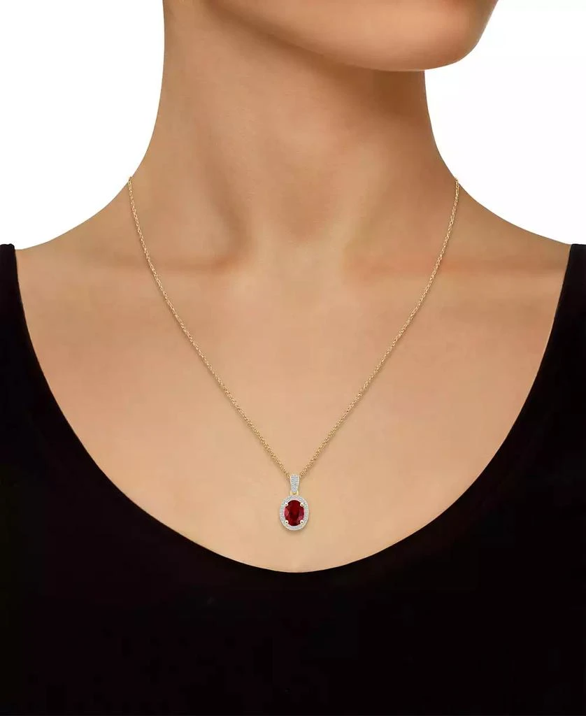 商品Macy's|Lab Grown Ruby (1-1/4 ct. t.w.) and Lab Grown Sapphire (1/6 ct. t.w.) Halo Pendant Necklace in 10K Yellow Gold,价格¥2953,第2张图片详细描述